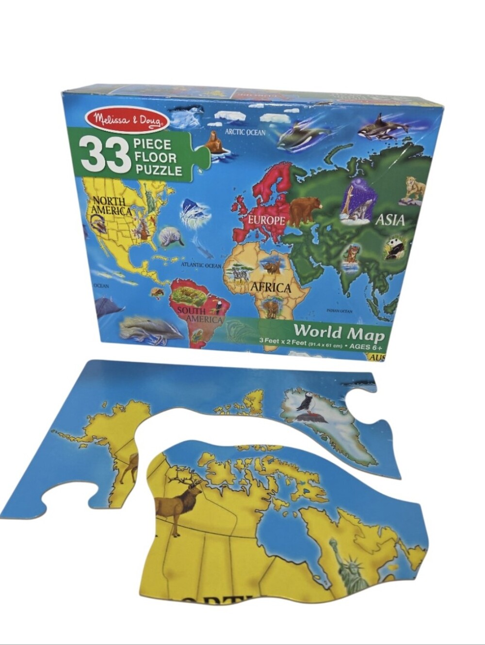 Melissa & Doug 33 Piece World Map Floor Puzzle Complete
